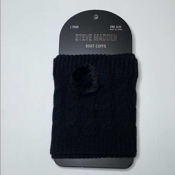 Steve Madden Boot Cuffs Black Knit Sweater Mat. - Picture 1 of 6